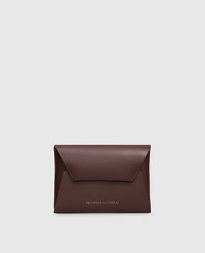 Brunello Cucinelli Бордовый кожаный клатч Duo MWTKD2722