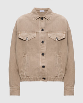 Brunello Cucinelli Бежева куртка з льоном з ланцюжком моніль ML996FX716
