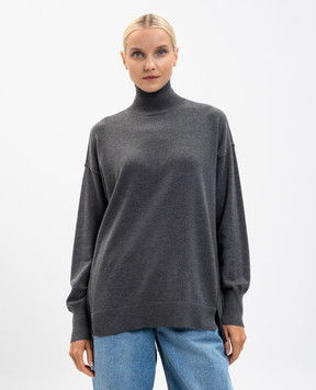 Twinset Сірий светр з розрізами 252AP3053