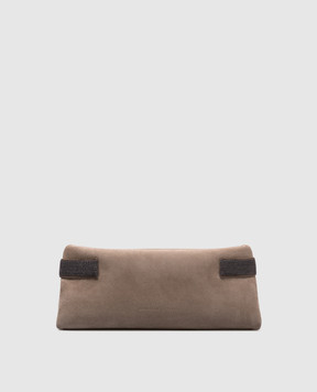 Brunello Cucinelli Бежевый клатч замшевый Pouch Essence с цепочкой мониль MBDLD2746P
