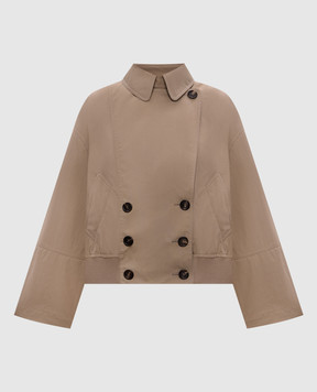 Brunello Cucinelli Бежевая двубортная куртка с цепочкой мониль MM5397360