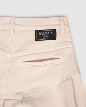 Balmain Дитяча бежева джинсова спідниця з логотипом BX7B01D00391214