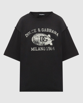 Dolce&Gabbana Черная футболка с принтом логотипа G8RF4TG7NSX