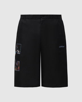 Off-White Черные шорты с принтом эмблемы Barber Arrow OMCB092S25FAB005