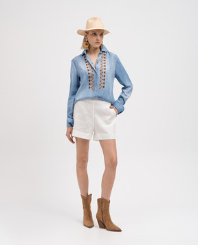 Ermanno Scervino Блакитна блуза з фактурною вишивкою-орнаментом D442K702EMY