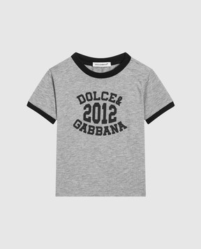 Dolce&Gabbana Детская серая футболка с принтом логотипа L1JTIWG7PCE