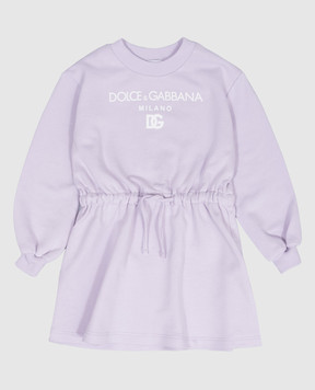 Dolce&Gabbana Дитяча фіолетова сукня з принтом логотипа L5JD8ZG7NYV812