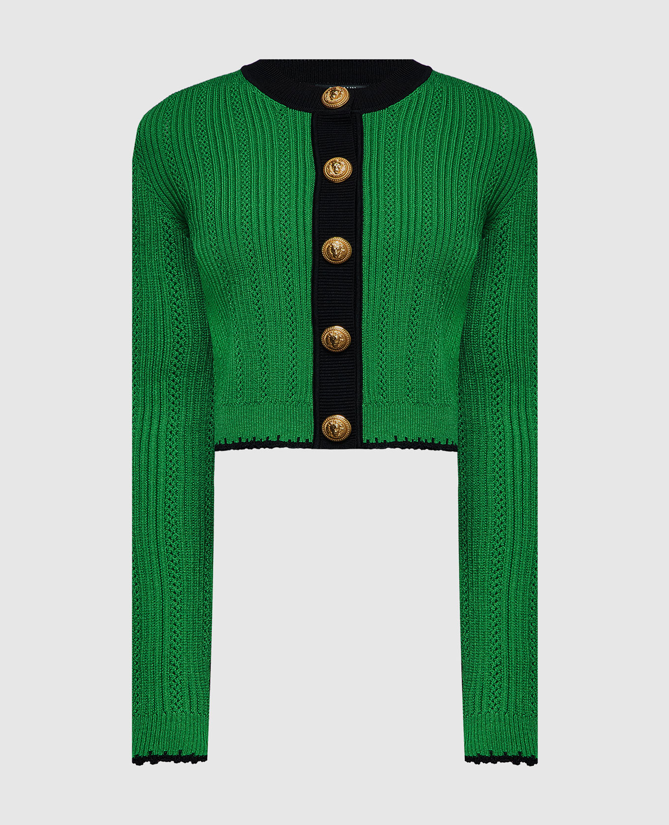 Green cardigan in a textured pattern