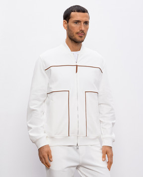 Brunello Cucinelli Біла спортивна куртка з окантуванням MW8639084G