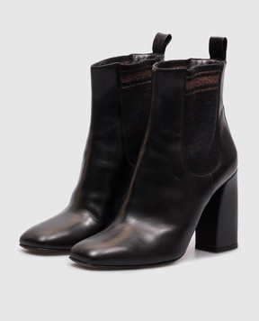 Brunello Cucinelli Чорні шкіряні ботільйони MZPRC1231