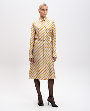 Versace Бежева сукня-сорочка Chain Stripes із шовку 10186221A13636