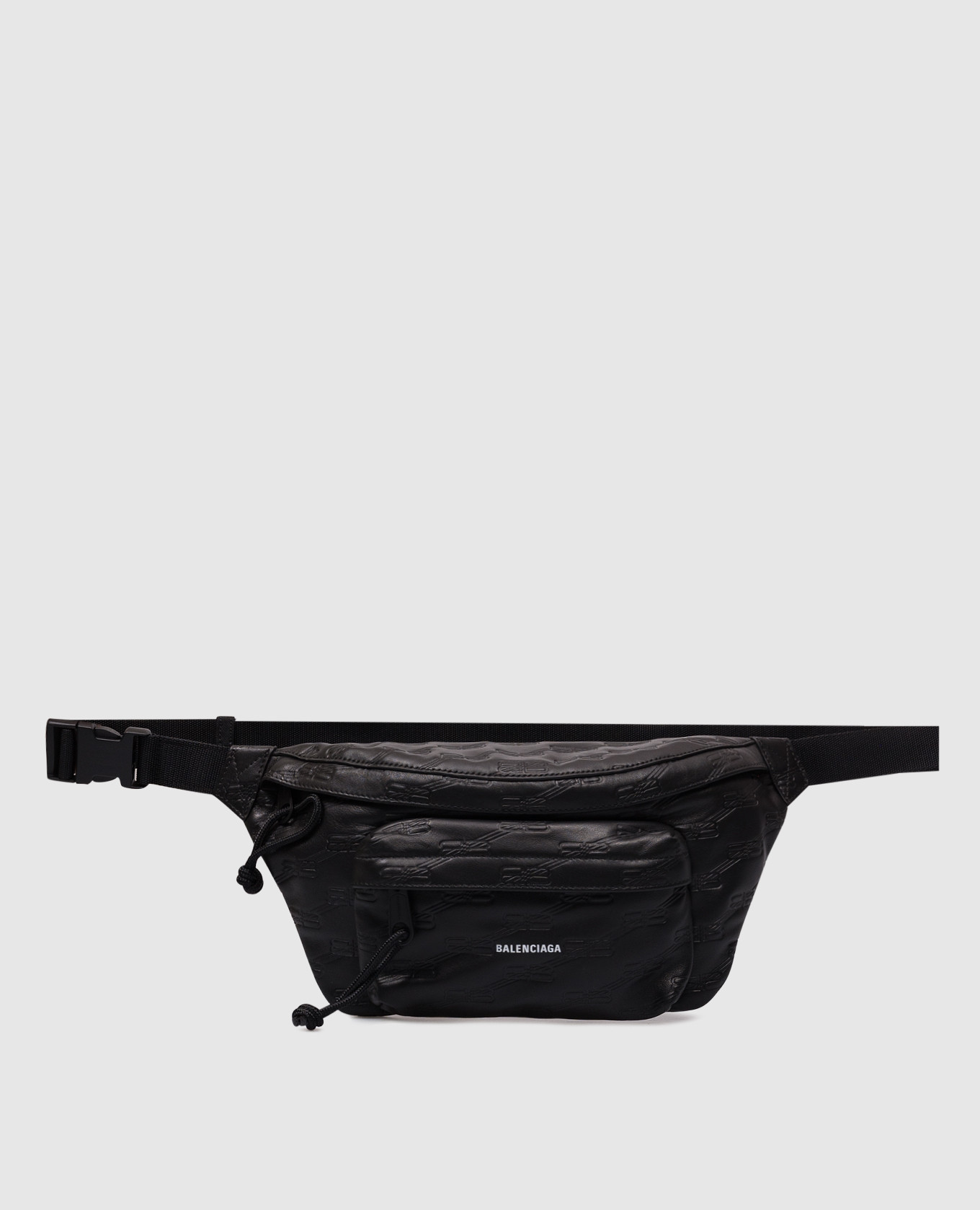 

Черная кожаная поясная сумка с монограммой логотипа BB, Черный, Поясные сумки