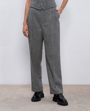 Christian Dior Штани з вовни у віндзорську клітинку з відворотами 411P01A1376