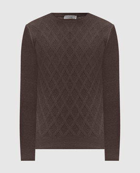 Canali Коричневый джемпер из шерсти и кашемира в узор MK02362C0012