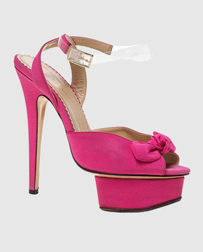 Charlotte Olympia Рожеві атласні босоніжки Serena на платформі SERENASSA