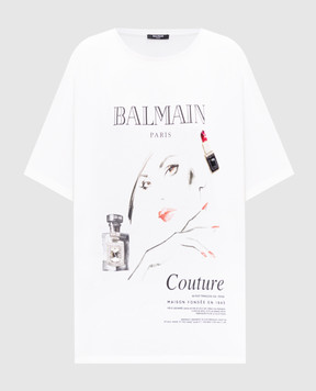 Balmain Біла футболка Beauty з кристалами EF0EG129GE86
