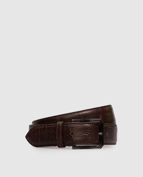 Cashmere&Whiskey Коричневий ремінь зі шкіри крокодила BELTMATTLEATHER