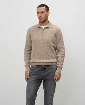 Brunello Cucinelli Коричневый свитер из кашемира в фактурный узор M22707205