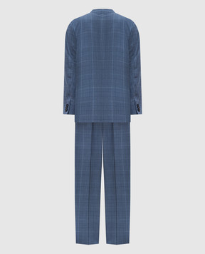 ISAIA Синий костюм из шерсти в клетку 524AFI94045