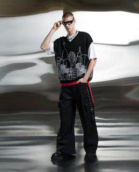 Off-White Черный жилет Skyline с узором OMHZ019S24KNI001