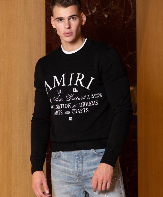 AMIRI Черный свитер ARTS DISTRICT CREW с контрастной вышивкой AMKNCW1022 изображение 7