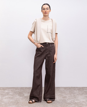 Brunello Cucinelli Бежева футболка з ланцюжком моніль M0T81HA800