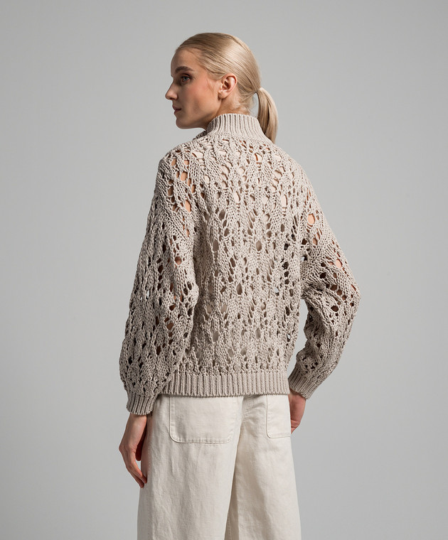 Brunello Cucinelli - Серый ажурный кардиган с цепочкой мониль