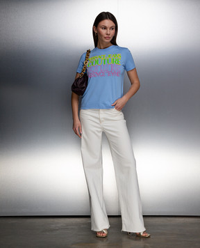 Versace Jeans Couture Блакитна футболка з логотипом 76HAHC01CJ01C