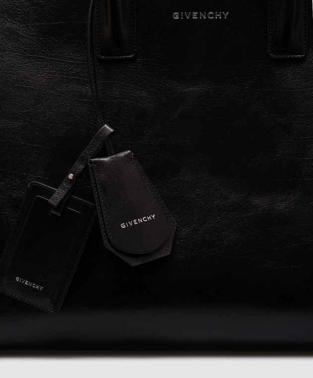 Givenchy Черная кожаная дорожная сумка с логотипом BK50EWK20T изображение 5