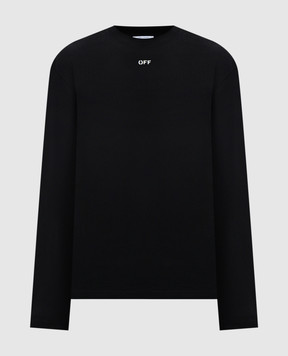 Off-White Черный лонгслив с принтом логотипа OMAB086C99JER001
