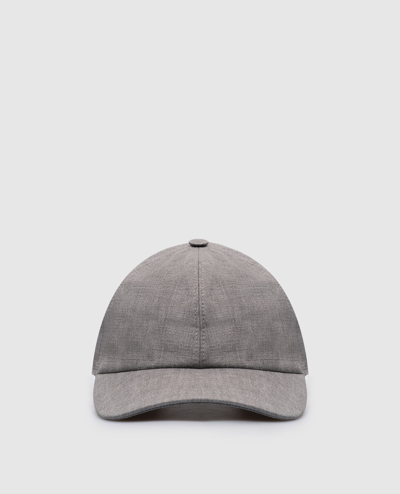 Gray linen cap with metallic logo