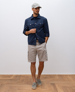 Brunello Cucinelli Синяя футболка с шелком MD8211308