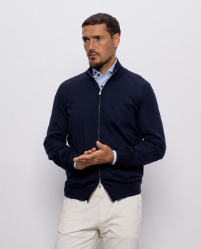 Brunello Cucinelli Кардиган з вовни і кашеміру синього кольору M2400106