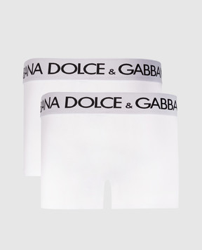 Dolce&Gabbana Набір білих трусів-боксерів з візерунком логотипа M9D70JONN97
