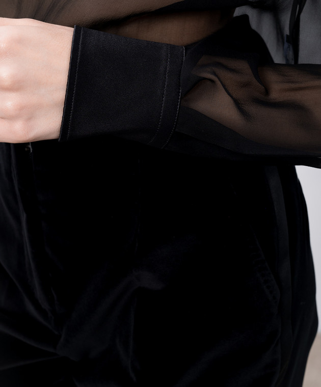 Dolce&Gabbana Черная блуза из шелка F7AI0TFU1AT изображение 5