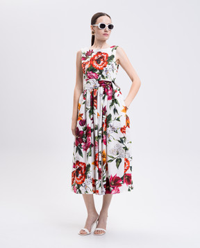Dolce&Gabbana Біла сукня міді в квітковий принт F6TZTTHS5TQ