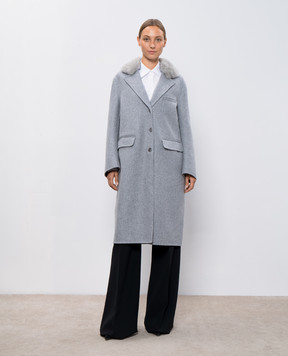 Ermanno Scervino Сіре пальто з вовною з хутром норки D456D333VILVW