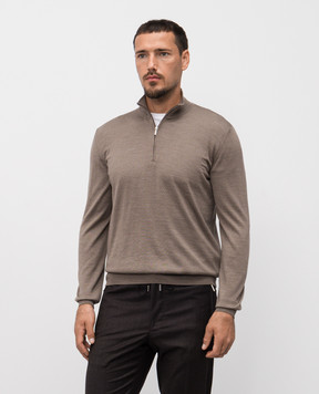 Bertolo Cashmere Коричневий джемпер з вовни і шовку 901615000048