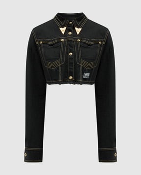 Versace Jeans Couture Чорна джинсова куртка з логотипом 76HAL253DW060L54