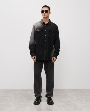 Maison Margiela MM6 Чорна джинсова сорочка з ефектом деграде SH2DT0024M30011