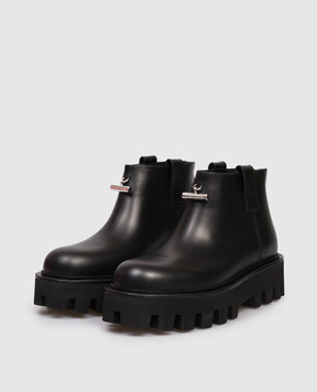 Alexander McQueen Чорні шкіряні черевики з логотипом 826489WIAER
