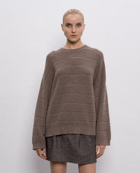 Brunello Cucinelli Коричневий светр з кашеміру та вовни MBM738200P