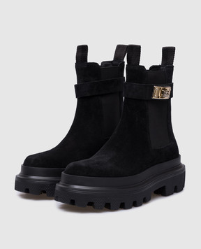 Dolce&Gabbana Черные замшевые челси с фактурным логотипом DG CT1002AS915