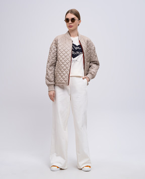 Max Mara Weekend Бежева футболка VELLO з принтом логотипа VELLO