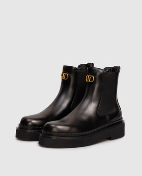 Valentino Чорні шкіряні челсі Vlogo 7W2S0ME7BEK