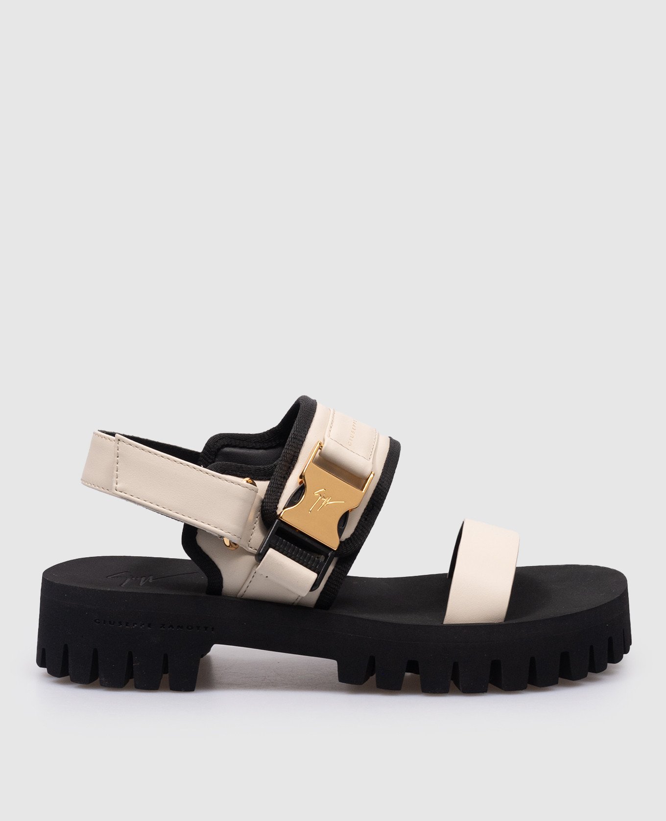 Cometa beige leather sandals with logo