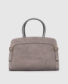 Santoni Серая замшевая сумка-тоут с логотипом DFBBA2779DBHIOM