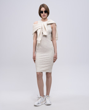 Off-White Бежевое платье в логотип шаблон OWDB54TS25JER001