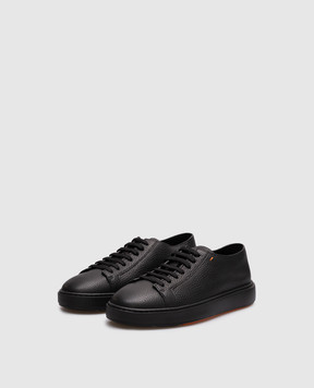 Santoni Чорні шкіряні кросівки з логотипом MBCD21571NEANMMD