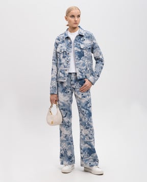 Off-White Голубые джинсы в узоре Tapestry fresco с логотип патч. OWYA062S25FAB001